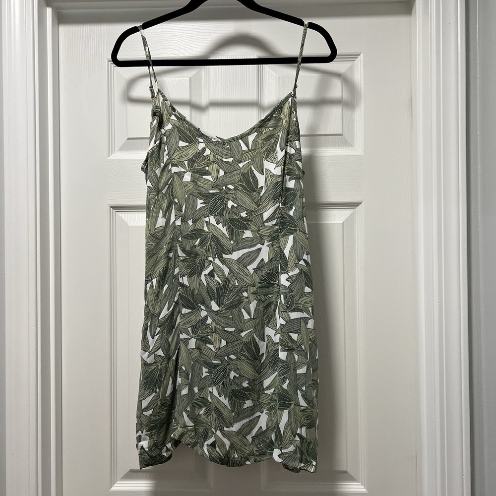 Obey Tropical green spaghetti strap V-neck pockets romper style‎ dress Small